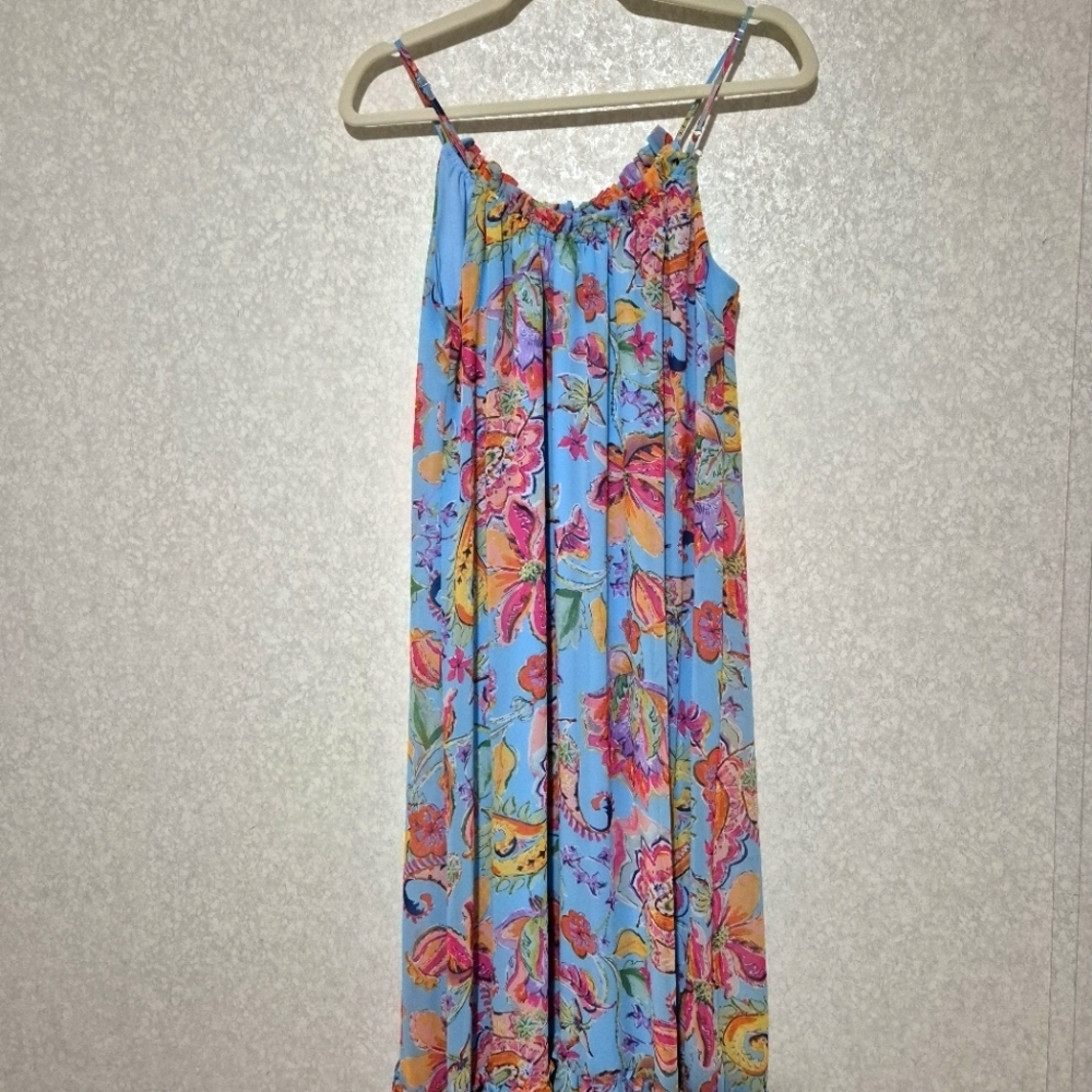 NICOLE MILLER... Light Blue FLORAL MAXI DRESS...SIZE:XS - Picture 11 of 13
